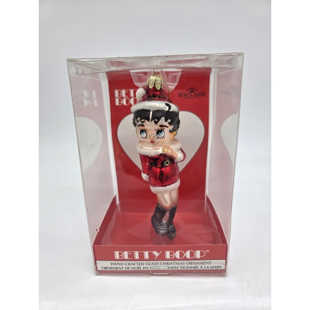 Kurt S. Adler Betty Boop Hand Crafted Glass Christmas Ornament NEW 5-1/2" Tall